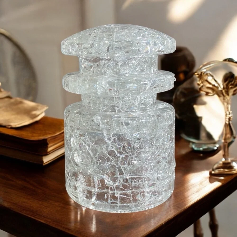 Vintage 1963 Hemingray 18 Clear Crackle Glass Insulator Deco